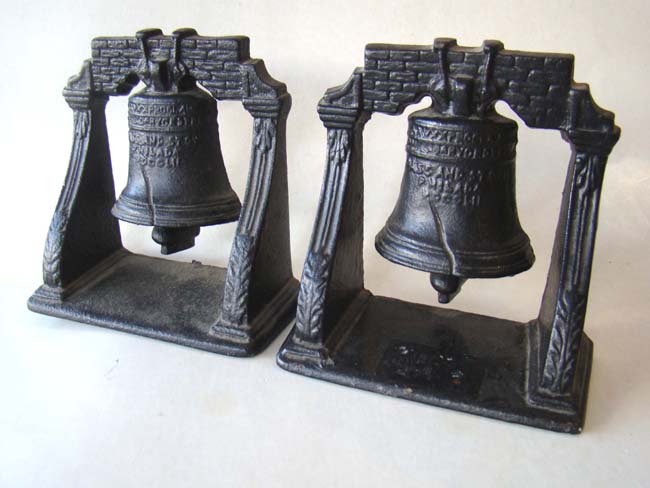 A pair of Liberty Bell antique bookends circa 1935